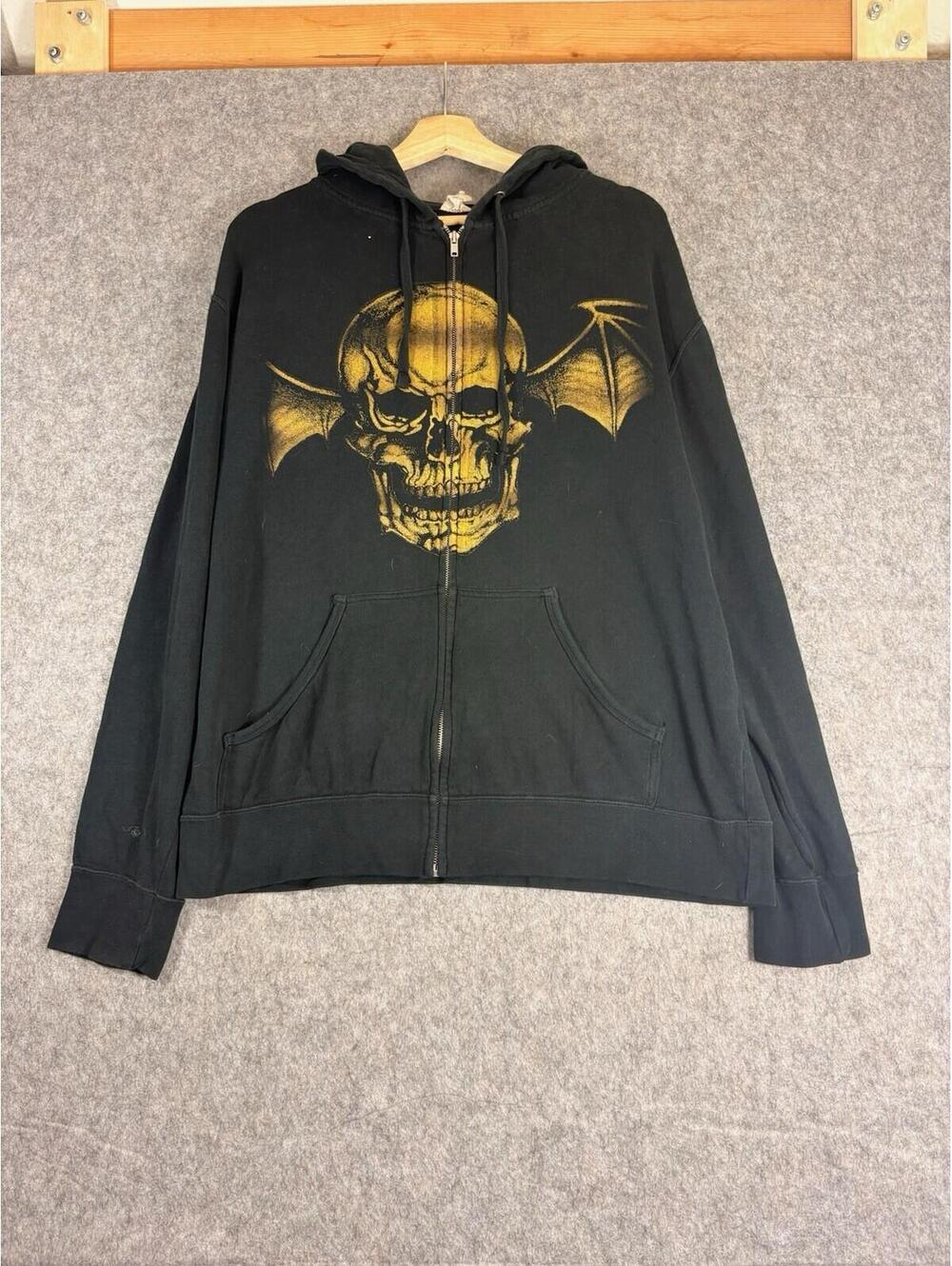 Vintage Avenged Sevenfold Zip Up Hoodie Sz L 90s Y2K Metal Hail To The King